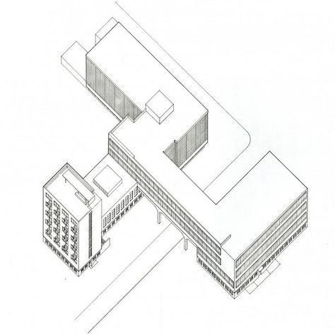 Walter Gropius' Bauhaus building at Dessau, 1926 | Flickr - Photo Sharing! Bauhaus Drawing, Walter Gropius Bauhaus, Oscar Niemeyer Architecture, Bauhaus Building, Site Analysis Architecture, Bauhaus Architecture, School Building Design, Green Facade, Modernist Architects