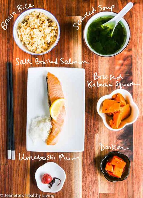 Blue Diet, Japanese Salmon Breakfast, Breakfast Fish, Shoyu Salmon, Breakfast Salmon, Shioyaki Salmon, Smoked Salmon Bento Lunch, Brown Rice Soup, Salmon Brown Rice