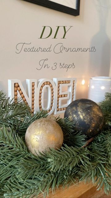 Rachel | Furniture Flipper + DIY + Tips on Instagram: "DIY Textured Ornaments . You can make this using simple craft supplies and household ingredients. You’ll need ⬇️ •Any size Christmas bulbs-glass or plastic •Acrylic Paint in your color choice •Artist’s Paintbrush •All Purpose Flour •Rub n Buff (I’m using Gold Leaf) •old makeup brush How to: 1: paint your Christmas bulbs 2: sprinkle flour while still wet 3. Allow to somewhat dry and brush excess off 4: allow to complete LORT (use Rub N Buff Christmas Ornaments, Textured Ornaments, Using Gold Leaf, Rub And Buff, Craft Christmas Gifts, Rub N Buff, Old Makeup, Diy Deco, Craft Christmas