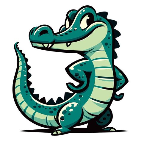 How To Draw A Crocodile, Cartoon Alligator, Simple Cartoon Characters, Florida Tattoo, Crocodile Cartoon, Premium Vector Cartoon, Logo Character, Simple Cartoon, Vector Cartoon