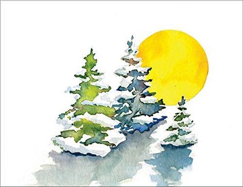 Winter Snow Trees Note Cards  Boxed Set of 20 Premium Blank Note Cards and Matching Envelopes (As an Amazon Associate I earn from qualifying purchases) Snow Trees, Thank You Greeting Cards, Snow Tree, Watercolor Paintings For Beginners, Winter Watercolor, Christmas Card Art, Watercolor Christmas Cards, Christmas Happy, Boxed Set