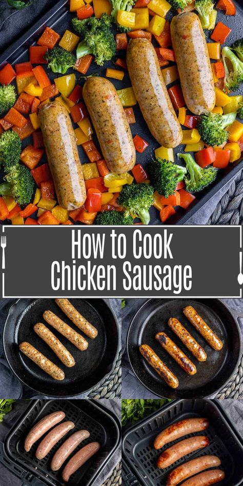 How To Cook Chicken Sausage On Stove, Chicken Sausage In Air Fryer, How To Cook Chicken Sausage, Aidells Sausage Recipes, Sausage In The Oven, Chicken Sausage Recipes, Costco Chicken, Best Easy Dinner Recipes, Chicken Sausages