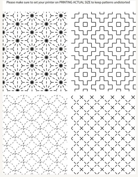 Simple Sashiko Pattern, Sashiko Embroidery Patterns Free, Shasiko Pattern, Embroidered Photography, Sashiko Stencils, Sashiko Pattern, Embroidery Store, Wire Crochet Jewelry, Blackwork Patterns