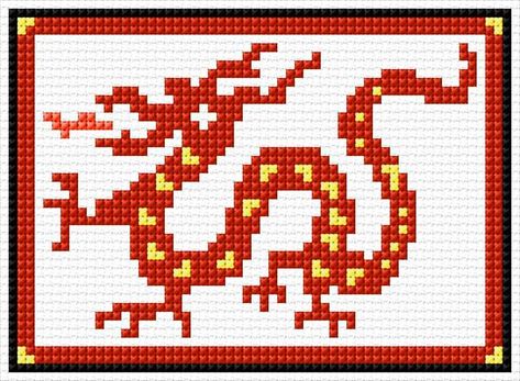 Chinese New Year Cross Stitch, Dragon Cross Stitch Patterns, Cross Stitch Dragon, Cross Stitch Calculator, Grid Art, Eastern Dragon, Chinese New Year Dragon, Tiny Dragon, Dragon Cross Stitch