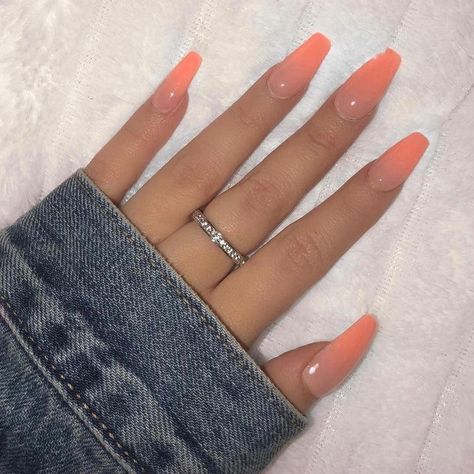 Peach Acrylic Nails, Unghie Sfumate, Peach Nails, Nagel Tips, Ombre Acrylic Nails, Summer Acrylic Nails, Orange Nails, Nailed It, Coffin Nails Designs