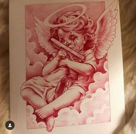 Batman Art Drawing, Angel Y Diablo, Cherub Tattoo, Chicano Love, Realistic Tattoo Sleeve, Chicano Style Tattoo, Chicano Tattoos, Chicano Art Tattoos, Chicano Drawings