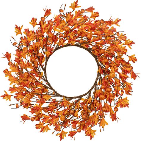 PRICES MAY VARY. [Size and Instruction] These fall flower wreaths measures 20 inches. In order to obtain a good display effect, please fully unfold the surrounding forsythia flower stem of the autumn door wreath after receiving it.Also,when hanging fall wreath for front door in your home, it's best to hang it at eye level and avoid contact with water [Stability and comfort]: In this changing autumn season, decorating an orange autumn door wreath can keep the joy of autumn harvest in our home for Harvest Celebration, Fall Wreath For Front Door, Thanksgiving Harvest, Flower Wreaths, Porch Wall, Fall Front Door, Door Wreaths Fall, Fall Flower, Home Porch