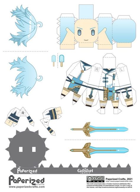 Genshin Impact Chongyun, Paperized Crafts, Papercraft Anime, Anime Paper, Origami Patterns, Paper Toys Template, Instruções Origami, Origami Paper Art, Paper Doll Template