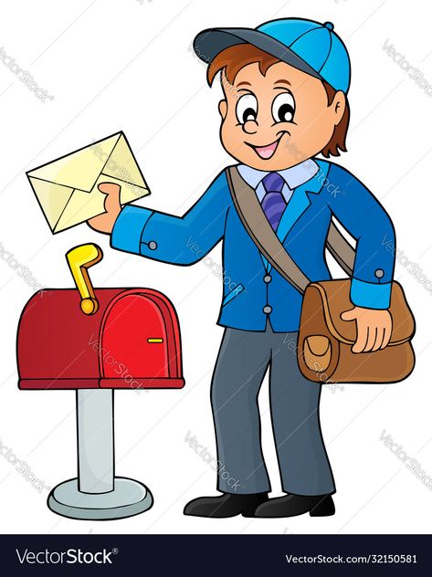 Postman Drawing, Postman Cartoon, People Who Help Us, Drawing Superheroes, School Images, Letter Vector, Man Images, Drawing Videos, Pictures To Draw