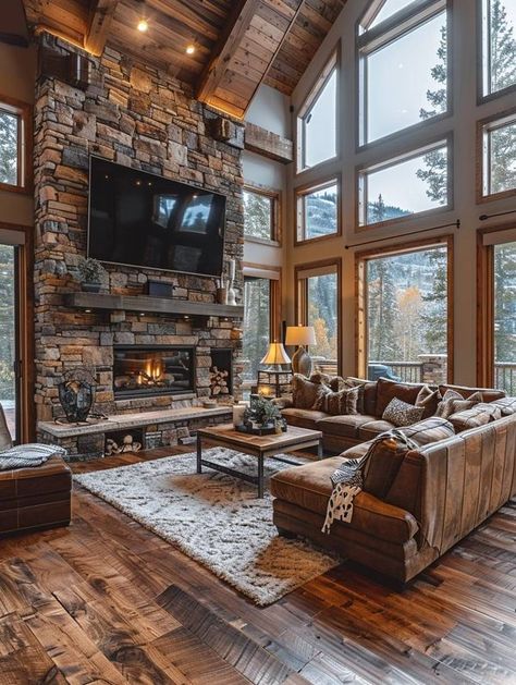 Log Houses Log Cabin Living Room, Log Houses, Log Cabin Living, Cabin Living Room, Dream Life House, Living Room Arrangements, Cottage Interior, Model House Plan, Rustic Home Design