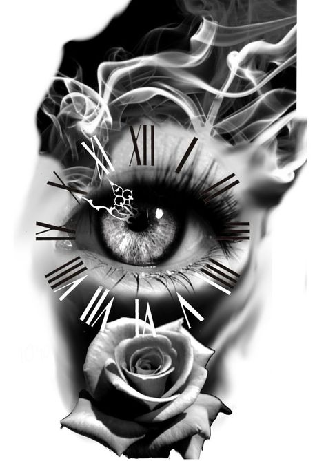 Rosen Tattoo Frau, Clock Tattoos, Watch Tattoo Design, Skull Rose Tattoos, Girl Face Tattoo, Clock Tattoo Design, Cool Arm Tattoos, Watch Tattoos, Clock Tattoo