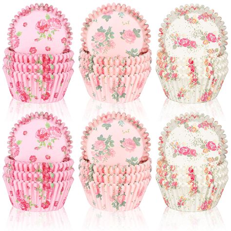 PRICES MAY VARY. FLORAL CUPCAKE LINERS: Featuring a floral theme design, patterned with pink flowers, fresh and pretty, these cupcake liners are perfect decorations for party table. ABUNDANT QUANTITY: A total of 300pcs Cupcake liners with 3 designs, 100pcs of each, are included in the package, sufficient to meet your daily use or party supply. SAFE TO USE: Made of quality paper material, these disposable cupcake wrappers are safe, odorless, wrinkle resistant and grease-proof, you can rest assure High Tea Party Decorations, Tea Party Decor, Tea Cup Party, Birthday Tea Party, Cake Liner, High Tea Party, Muffin Liners, Princess Tea Party, Birthday Dinner Party