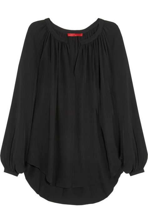 ...looks bad a$$ in black (but then, doesn't everything?)... Gathered Neckline Top, Top Net, Gathered Neckline, Tamara Mellon, Georgette Tops, Stylish Short Dresses, Dallas Fashion, Georgette Blouse, Trendy Fashion Tops