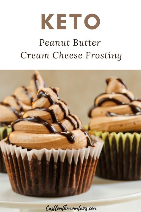 Keto Peanut Butter Frosting, Peanut Butter Frosting Recipe, Peanut Butter Icing, Chocolate Peanut Butter Cupcakes, Keto Cupcakes, Butter Cream Cheese Frosting, Sugar Free Peanut Butter, Keto Peanut Butter, Peanut Butter Cupcakes