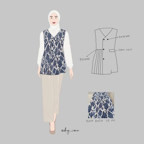 Pola Vest, Outer Batik, Fashion Inspiration, Batik, Sewing Projects, Outfit Ideas, Style Inspiration, Ootd, Blazer