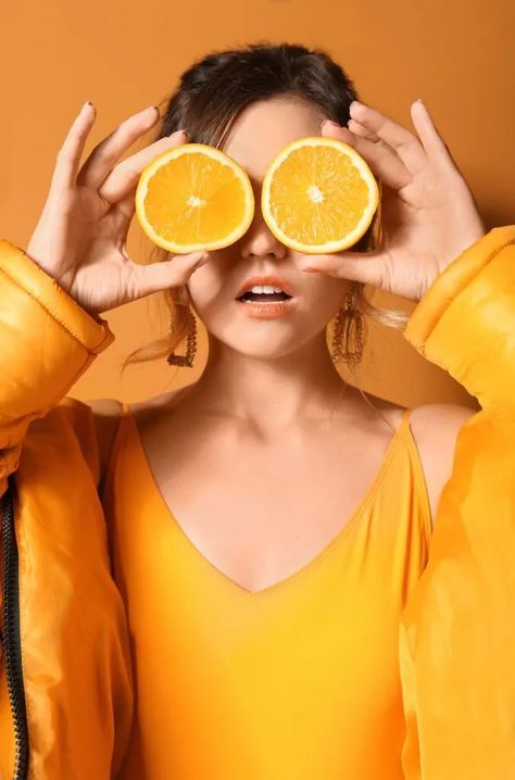 Orange Graphic Design, Monochromatic Photoshoot, Orange Monochrome, Monochromatic Portrait, Monochrome Landscape, Weather Wallpaper, Monochromatic Colors, Fruit Shoot, Monochrome Makeup Look