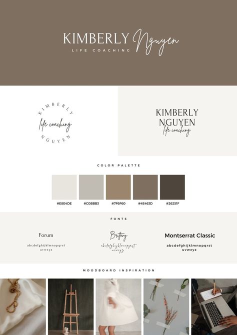 Branding Neutral Color Palette, Brand Color Pallete Mood Boards, Brand Boards Inspiration, Brand Kit Templates Canva, Branding Kit Templates Free, Canva Brand Colors, Brown Minimalist Aesthetic, Brand Kit Ideas, Brand Board Inspiration