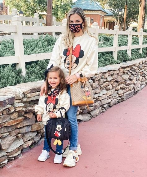 Disney World Mother Daughter Outfits, Matching Disney Outfits Mom And Daughter, Disney Word Outfit Ideas, Toddler Disney World Outfits Girl, Mommy Daughter Disney Outfits, Disneyland Family Outfits Winter, Mother Daughter Disney Outfits, Mom And Daughter Disney Outfits, Toddler Disneyland Outfit