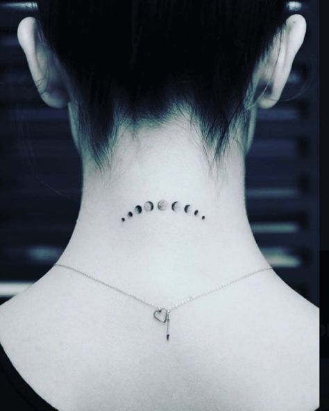 Moon Phases Tattoo Behind Ear, Magik Tattoos, Boo Tattoo, Kundalini Tattoo, Moon Cycle Tattoo, Moon Phases Tattoo, Planet Tattoos, Wicked Tattoos, Stylist Tattoos