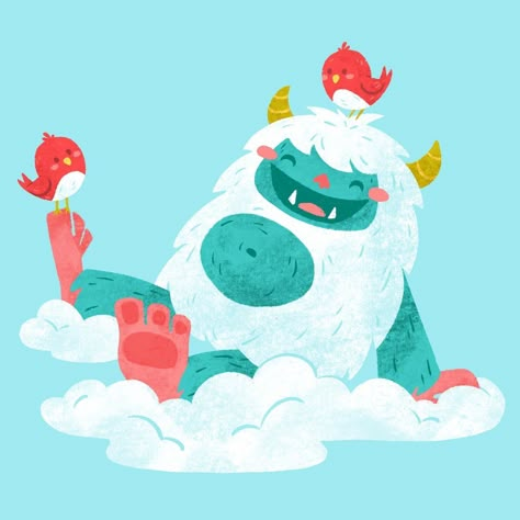 Anne Elizabeth on Instagram: “And sometimes your friends will fly in ♥️❄️ #yeti #abominablesnowman #snow #winter #snowball #art #illustration #chracterdesign…” Yeti Painting, Snow Illustration Winter, Yeti Illustration, Winter Monster, Snow Illustration, Snow Monster, Teacher Projects, Puzzle Ideas, 2024 Art