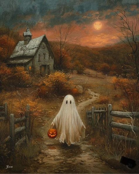 Image Halloween, Halloween Artwork, Ghost Pictures, Halloween Painting, Halloween Images, Halloween Photos, Fall Halloween Decor, A Ghost, Halloween Pictures