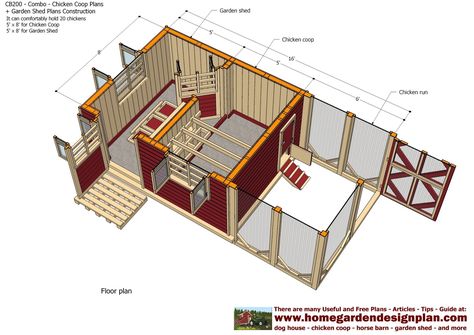 home garden plans: CB200 - Combo Plans - Chicken Coop Plans Construction + Garden Sheds - Storage Sheds Plans Construction Chicken Coop Garden, Chicken Barn, Portable Chicken Coop, Diy Chicken Coop Plans, Best Chicken Coop, Chicken Coop Designs, Coop Plans, Storage Shed Plans, Shed Plan