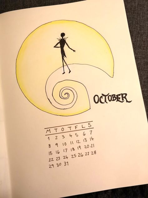 Bujo spread for october inspired by The Nightmare Before Christmas. Jack Skellington. Monthly Spread Nightmare Before Christmas Bujo, Bullet Journal October Theme, Christmas Bujo, Bullet Journal Halloween, Journal October, Bullet Journal October, Bullet Journal Contents, Bullet Journal Ideas Templates, The Nightmare Before Christmas Jack