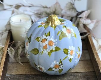 Cute Painted Pumpkin Ideas, Pumpkin Painting Party, Decoupage Pumpkins, Creative Pumpkin Painting, Pumpkin Decorating Contest, Hand Painted Pumpkin, Carving Pumpkins, Halloween Pumpkin Designs, Pumpkin Carvings