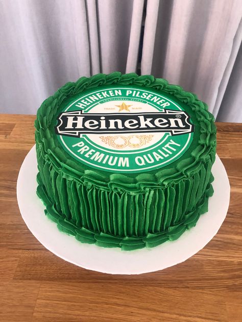 Heineken beer cake Heineken Beer Cake, Heineken Cake, Beer Party Theme, Liquor Cake, Heineken Beer, Beer Case, Anime Cake, Cake Kids, Beer Cake