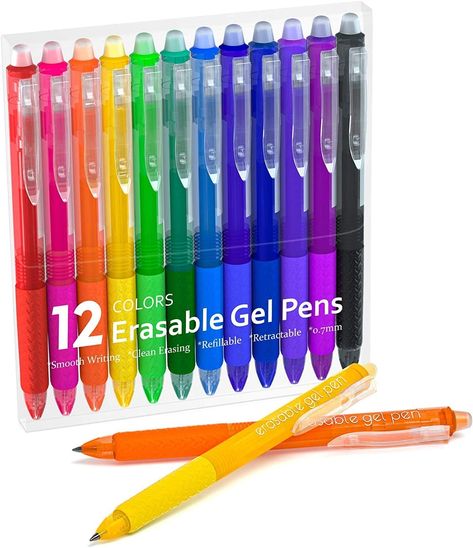 Amazon.com: Erasable Gel Pens, 12 Colors Lineon Retractable Erasable Pens Clicker, Fine Point, Make Mistakes Disappear, Assorted Color Inks for Drawing Writing Planner and Crossword Puzzles : Office Products Writing Planner, Erasable Markers, Erasable Gel Pens, Fine Point Pens, Drawing Writing, Gel Pens Set, Stationary School, Gel Ink Pens, Crossword Puzzles