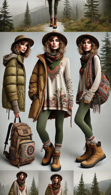 Boho Winter Outfits Bohemian, Hippie Winter Outfits Bohemian, Hippie Style Winter, Winter Hippie Outfits Boho, Boho Outfits Winter, Hippie Winter Outfits, Winter Hippie Outfits, Bohemian Winter Outfits, Explorer Style