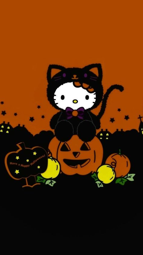 Sanrio Fall Wallpaper Laptop, Halloween Aesthetic Hello Kitty, Halloween Theme Wallpaper Aesthetic, Cute Orange Halloween Wallpaper, Hello Kitty Ios Wallpaper, Hollowen Wallpapers Iphone, Halloween Hello Kitty Wallpaper Laptop, Cute Halloween Wallpaper Ipad, Halloween Y2k Wallpaper