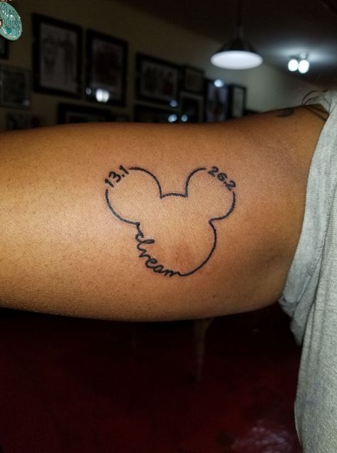 Running Tattoo, Disney Mickey Ears, Disney Tattoo, Run Disney, Disney Ears, Disney Tattoos, Mickey Ears, Ear Tattoo, Infinity Tattoo