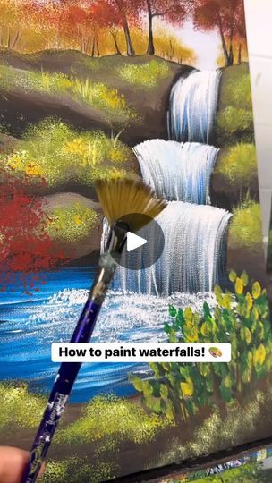 101K views · 1.4K reactions | Here’s an easy waterfall painting technique! A full fall waterfall tutorial will be coming soon but thi #tutorials #art #painting #artist #diy | Ammy Thinker  | Ammy Thinker  · Original audio Paint A Waterfall, Fall Waterfall, Waterfall Painting, Fall Drawings, Waterfall Paintings, Fall Canvas, Canvas Drawing, Water Fall, Acrylic Painting For Beginners