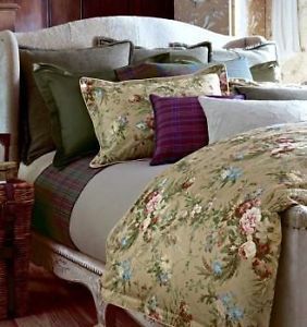 Plum Bedding, Ralph Lauren Bedroom, Plaid Bedding, Ralph Lauren Bedding, European Pillows, Bed Linen Design, King Duvet Cover Sets, White Linen Bedding, Simple Bed