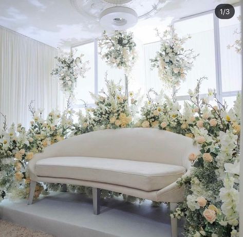 Pastel Pelamin, Bride Sofa, Dekor Akad, Kursi Pelaminan, Pelamin Tunang, Pelamin Nikah, Pastel Wedding Decorations, Resepsi Pernikahan, Nikah Decor