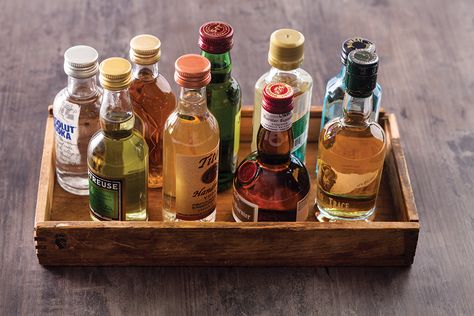 Mixopedia: The Secret Life of Mini Bottles - Imbibe Magazine Mini Bottles Of Alcohol, Miniature Alcohol Bottles, Hotel Minibar, Mini Alcohol Bottles, Baileys Original, Mini Liquor Bottles, Grain Alcohol, Miniature Bottles, Alcohol Bottles