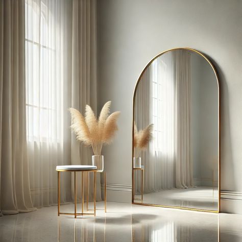 The Stunning Akiko - Gold Arched Metal Mirror will give a fantastic focal point to any room as it brightens and enhance any space. Its modern elegant frame can complement and blend with any style. As part of our luxury, extra-large range, it boasts an impressive flawless reflection area, making it perfect for both bedrooms and entryways. Also available in black and other sizes www.jobuhome.com Nail Bar Ideas, Gold Arch Mirror, Entryway Art, Entryway Mirror, Arched Mirror, Metal Arch, Arch Mirror, Elegant Frame, Modern Mirror