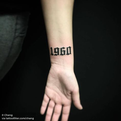 1960 1960 Tattoo Number, Tattoo Numeros, Numeros Tattoo, Year Tattoo Ideas, Birth Year Tattoo, 1960s Aesthetic, Tattoos Masculinas, Thigh Tattoo Men, Year Tattoo