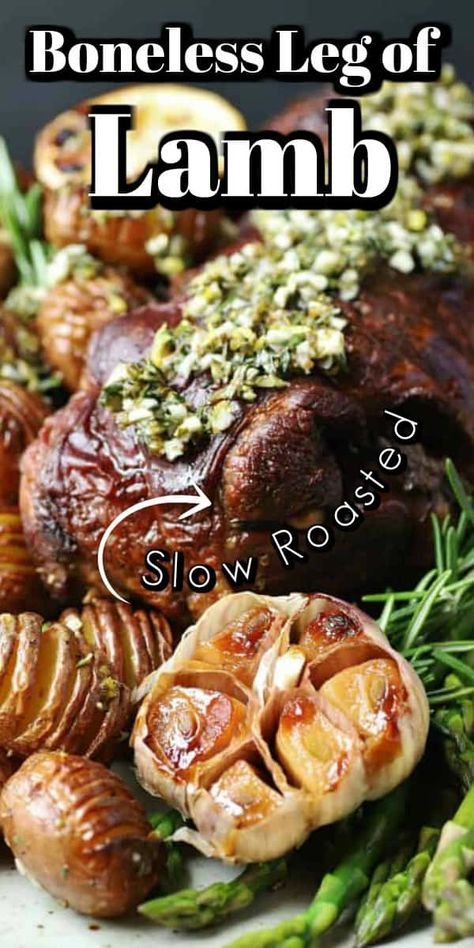 Greek Style Roast Leg Of Lamb, Roasted Boneless Leg Of Lamb Recipes, Slow Cooked Boneless Lamb Leg, Lamb Boneless Leg Recipes, Lamb Leg Boneless Roast Recipe, Slow Cooker Boneless Leg Of Lamb, Roast Boneless Leg Of Lamb, Stuffed Leg Of Lamb Roast Boneless, Slow Roasted Lamb Leg