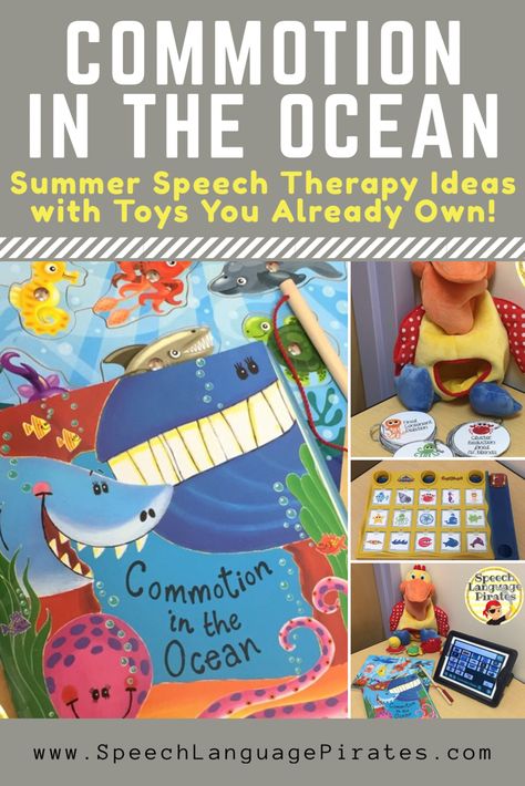 summer speech therapy commotion in the ocean book cariboo preschool special education Summer Speech Therapy Activities, Commotion In The Ocean, Subject Pronouns, Ocean Books, Preschool Language, Ocean Unit, Slp Activities, Special Education Elementary, Articulation Activities