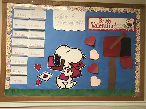 Valentines staff bulletin board Valentine Bulletin Board Ideas, Valentine Bulletin Board, Staff Bulletin Boards, Valentine Bulletin Boards, Snoopy Valentine, Bulletin Board Ideas, Board Ideas, Bulletin Boards, Bulletin Board