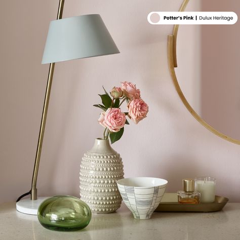 Gentle and understated, Potters Pink from Dulux Heritage is a pale, rosy shade that brings to mind the colours of a flower-filled cottage garden. 🌸✨ Choose Potter's Pink to inject your space with a light, bright breath of fresh air. Dulux Heritage Colours, Heritage Colours, Dulux Heritage, Light Bright, Living Room Colors, Breath Of Fresh Air, Living Room Makeover, Cottage Garden, Fresh Air