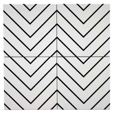 Bond Tile Astoria Black and White 24" x 24" Porcelain Decorative Wall & Floor Tile | Wayfair Bathroom Floor Tiles Black And White, Black And White Pattern Tile, Art Deco Tile, White Tile Floor, Tile Saw, Black And White Tiles, Moroccan Mosaic, Porcelain Floor, Bathroom Floor Tiles