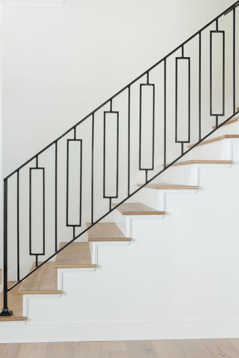 Modern Iron Railing,Iron railing, white oak floors, stair railing, black railing, black iron railing, geometric iron railing Black Iron Railing, Reling Design, Modern Staircase Railing, Iron Staircase Railing, درابزين السلم, Case Minecraft, درج السلم, Metal Stair Railing, Interior Stair Railing