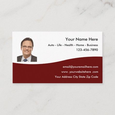 Insurance Agent, Business Insurance, City State, Photo Template, Insurance, Business Cards