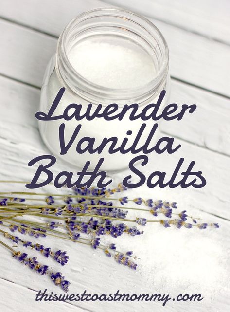 Diy Bath Salts, Spa Recipes, Bath Salts Recipe, Diy Lavender, Bath Salts Diy, Vanilla Oil, Dried Lavender Flowers, Vanilla Milk, Lavender Vanilla