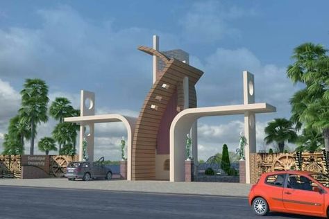 Estate Entrance Design, Condominium Entrance, Guard Room, Arch Entrance, Entrance Signage, Church Building Design, Gate City, Gate Wall Design, Commercial And Office Architecture