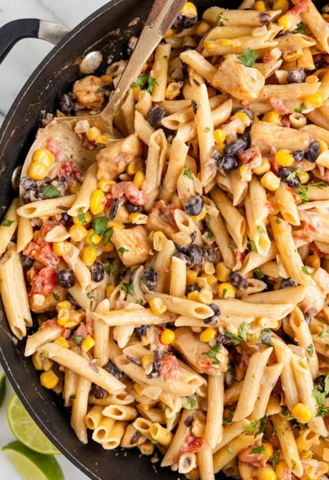 Chicken Pasta Skillet, Southwest Chicken Pasta, Chicken Penne Pasta, Braised Chicken Breast, Penne Pasta Recipes, Pasta Skillet, Chicken Penne, Skillet Pan, Pasta Sides