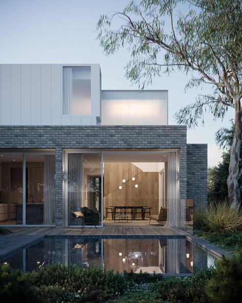 The First Ruum Collection by Chamberlain Architects featuring Fisher & Paykel - The Local Project Chamberlain Architects, Rendered House, People Architecture, Gable House, Fisher Paykel, Architect Design House, The Local Project, Storey Homes, Custom Home Designs